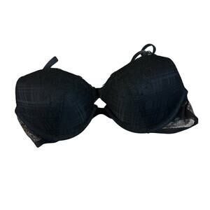 Victorias Secret Plaid Lace Black T Shirt Underwire Bra Womens 36B Everyday